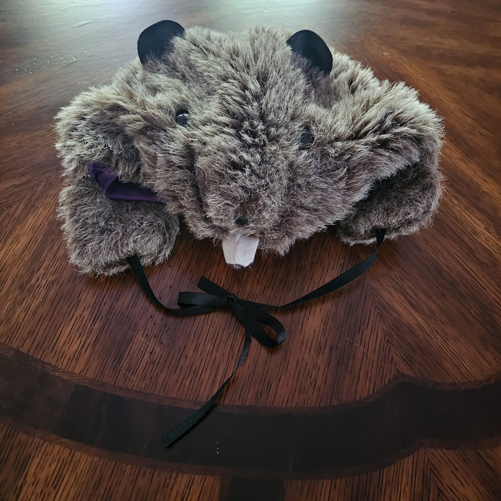 Rare Vintage 1985 Beaver Gopher Head Cute Trapper Hat - Gem